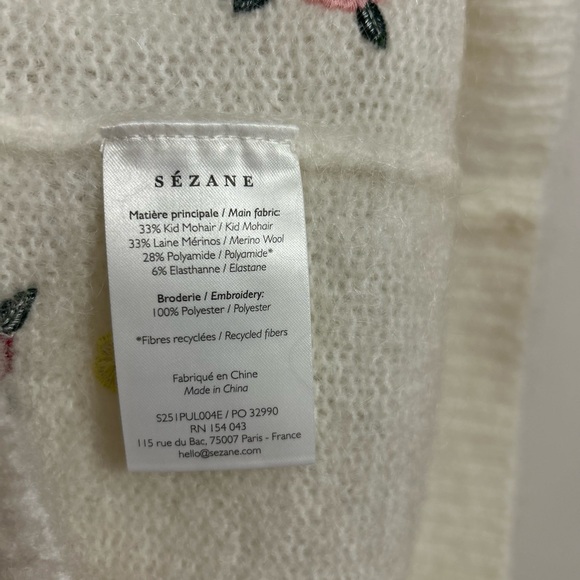 ⭐️Sezane White Floral Embroidered Sweater⭐️ - Picture 5 of 6